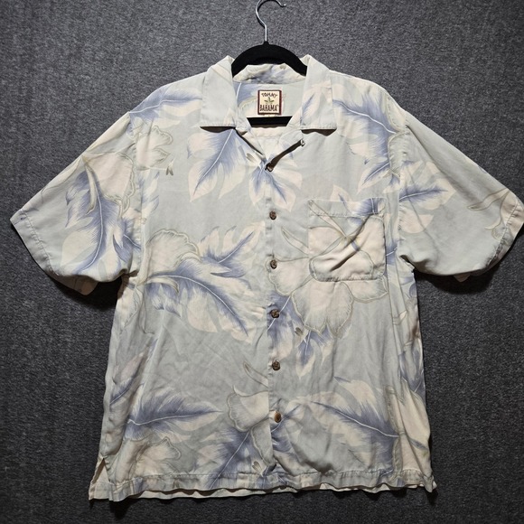 Tommy Bahama Other - Tommy‎ Bahama Shirt Mens L Blue Hawaiian Leaves 100% Silk Resort